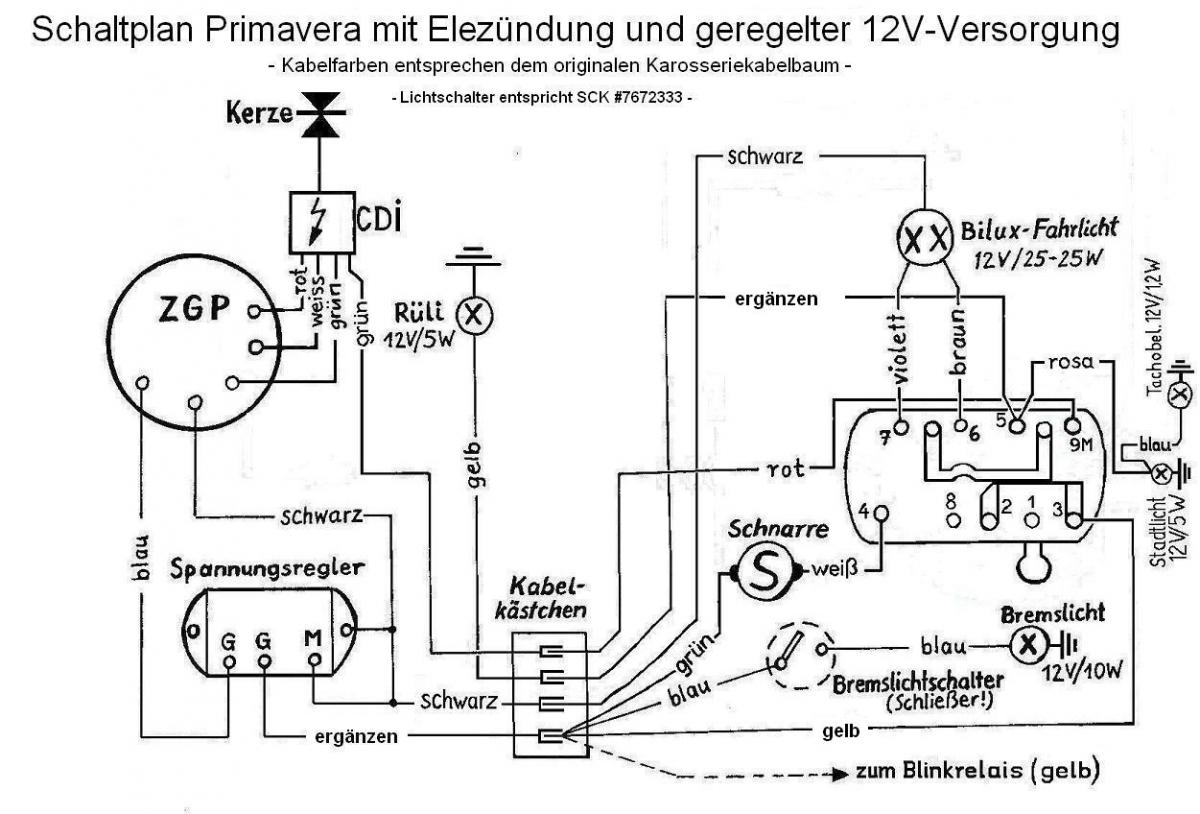 Schaltplan Lichtschalter Vespa - Wiring Diagram