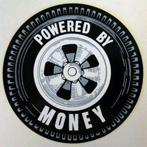 Powered by Money Sticker Aufkleber.JPG