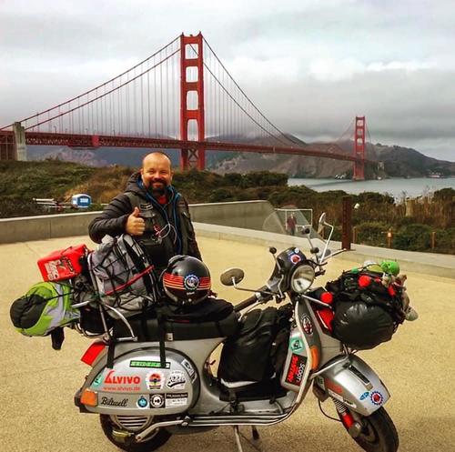 Markus Andre Mayer on Vespa in front of Golden Gate Bridge.jpg