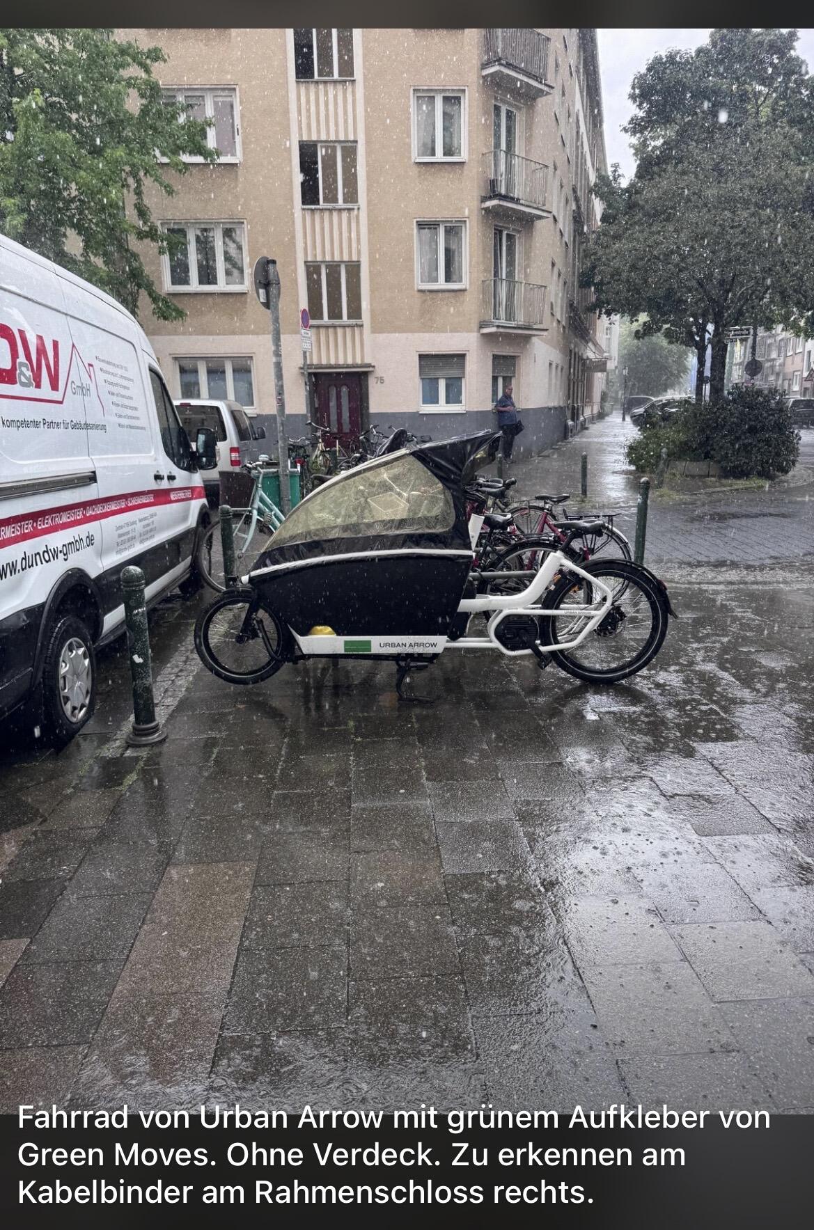 urban arrow cargobike in düsseldorf gestohlen